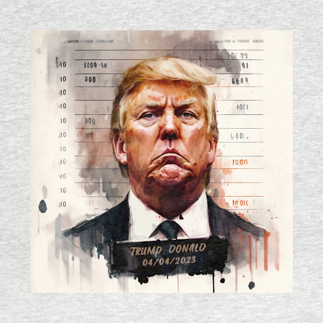 Trump mugshot painting by Fallacious Trump